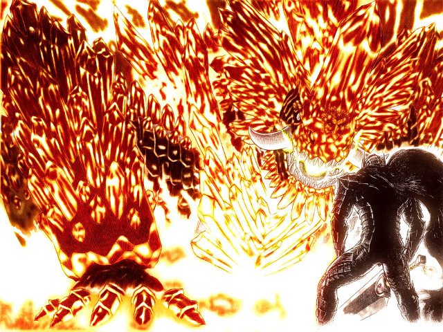 Fire demon suit embers flame free wallpaper for desktop - medium preview image