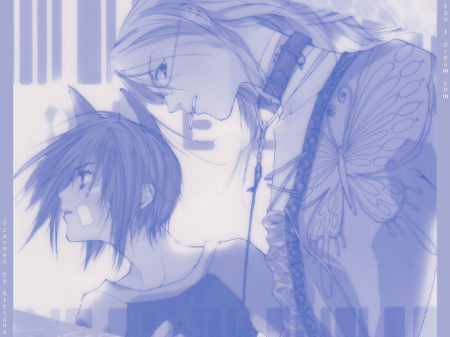 Anime characters butterfly blue white free wallpaper for desktop - medium preview image