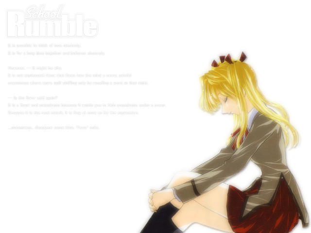 Girl blonde anime schooluniform sitting free wallpaper for desktop - medium preview image