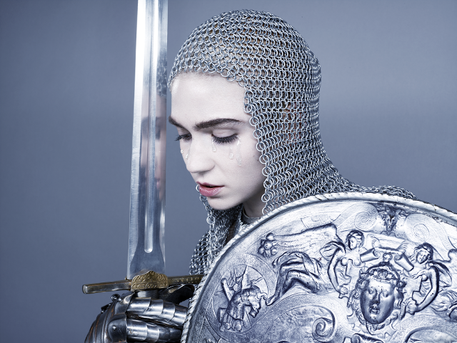 Woman chainmail helmet sword shield free wallpaper for desktop - medium preview image