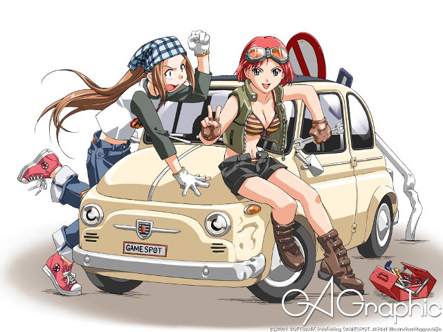 Neogeo manga girls car luggage free wallpaper for desktop - medium preview image