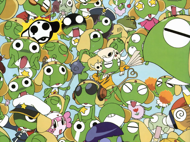 Cartoon characters green yellow maximalism free wallpaper for desktop - medium preview image