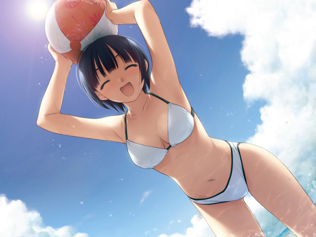 Woman bikini basketball clouds sky free wallpaper for desktop - medium preview image