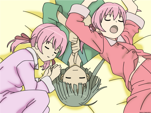 Anime girls bed cupcake rayonism free wallpaper for desktop - medium preview image