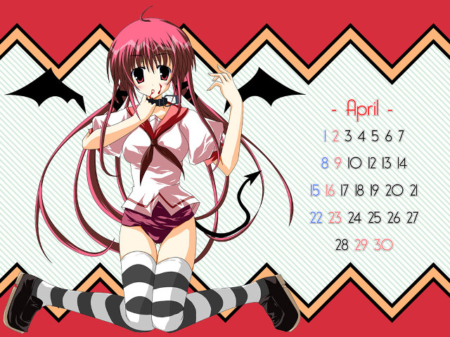 Pink haired girl calendar demon free wallpaper for desktop - medium preview image