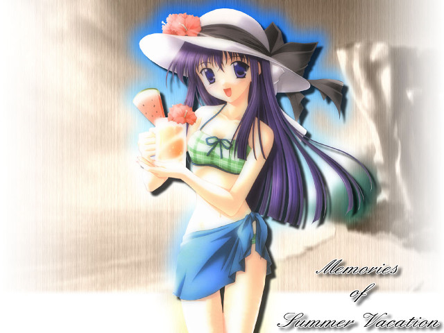 Summer vacation girl hat drink free wallpaper for desktop - medium preview image