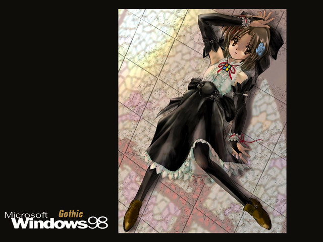 Gothic girl black dress boot free wallpaper for desktop - medium preview image