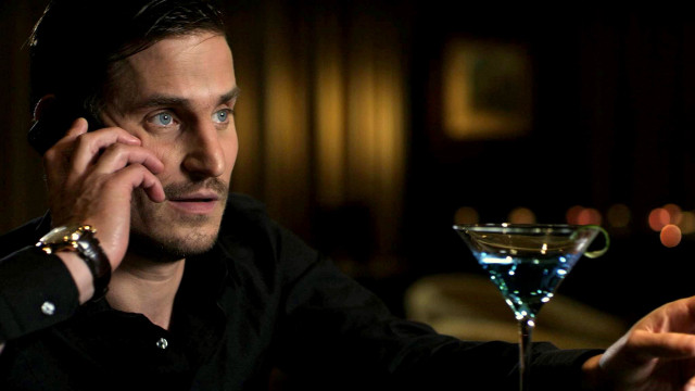 Man talking cellphone martini glass free wallpaper for desktop - medium preview image