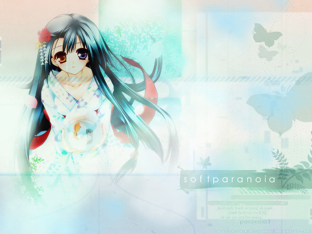 Girl longhair whitedress flower butterfly free wallpaper for desktop - medium preview image