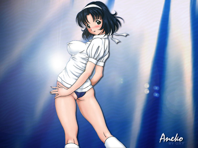Woman white shirt blue shorts #6 free wallpaper for desktop - medium preview image