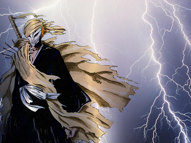 White haired man lightning sword free wallpaper for desktop - medium preview image