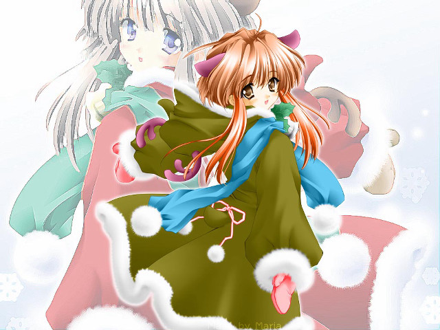 Christmas anime girls santa hat free wallpaper for desktop - medium preview image