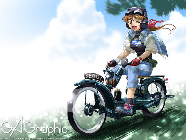 Woman motorcycle helmet blue sky free wallpaper for desktop - medium preview image