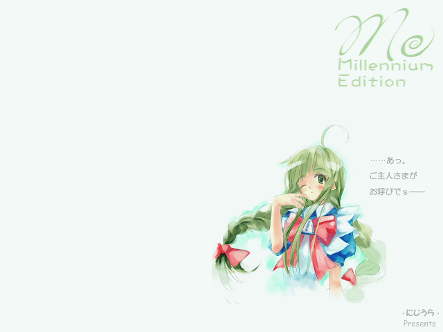 Girl bow green hair smile free wallpaper for desktop - medium preview image