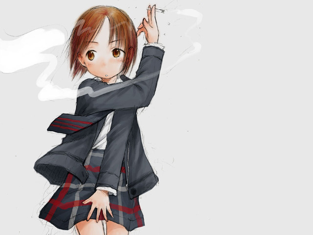 Girl schooluniform smoke blush browneyes free wallpaper for desktop - medium preview image