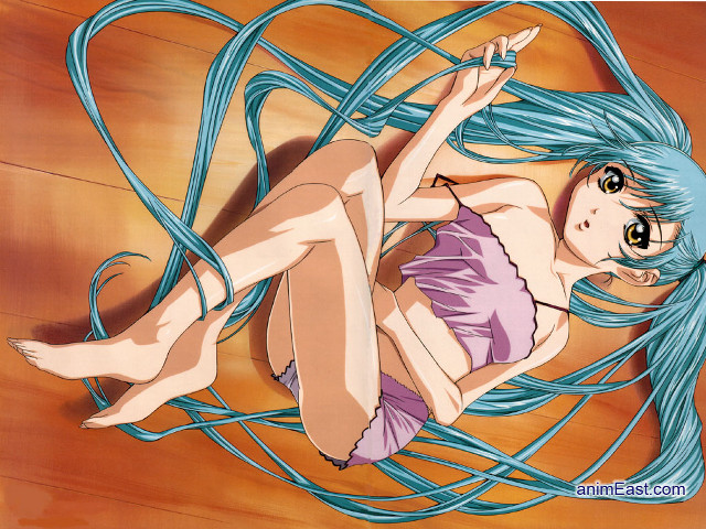 Blue hair woman laying wires #2 free wallpaper for desktop - medium preview image
