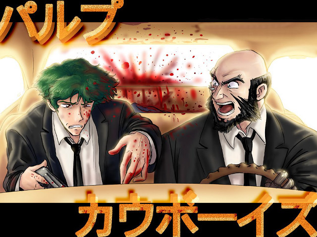 Blood splattered suits two men free wallpaper for desktop - medium preview image
