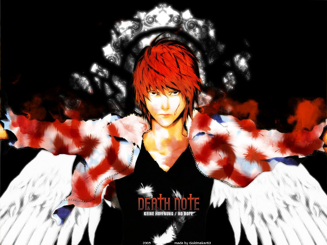 Red haired angel wings gothic free wallpaper for desktop - medium preview image