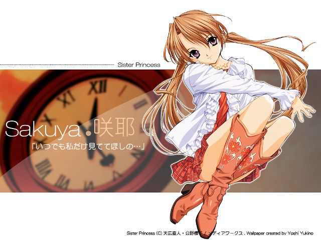 Girl clock sakuya kikukawa yayoi free wallpaper for desktop - medium preview image