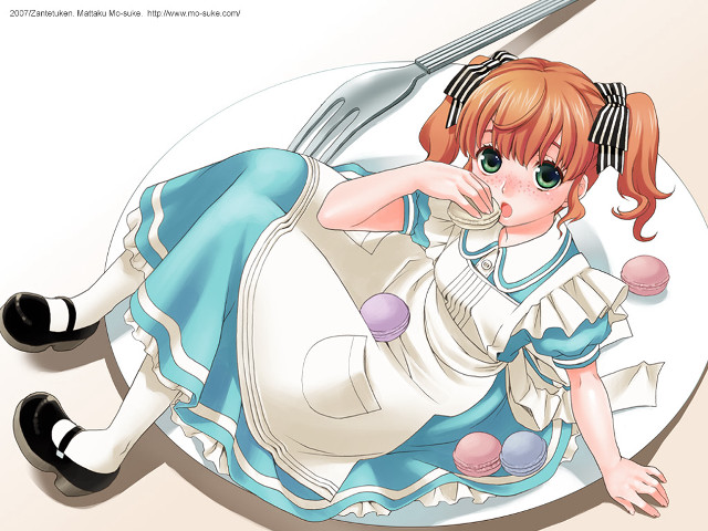Cartoon girl plate fork knife free wallpaper for desktop - medium preview image