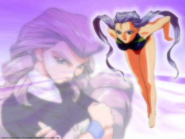 Woman cartoon bikini purple hologram free wallpaper for desktop - medium preview image