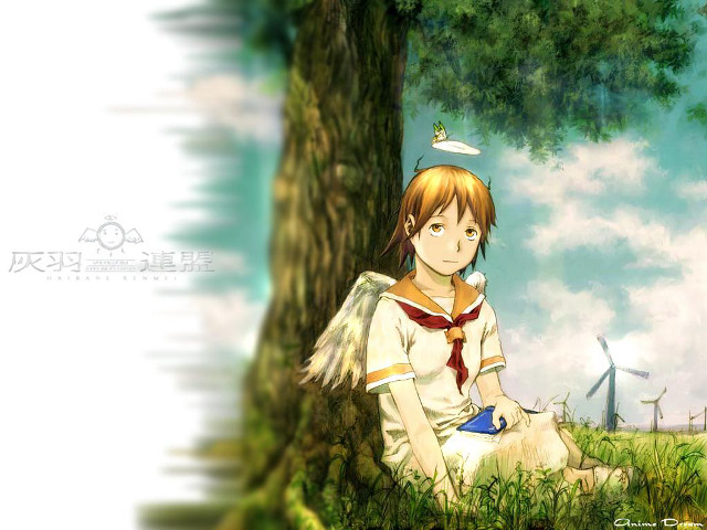 Girl tree bird wind turbine free wallpaper for desktop - medium preview image