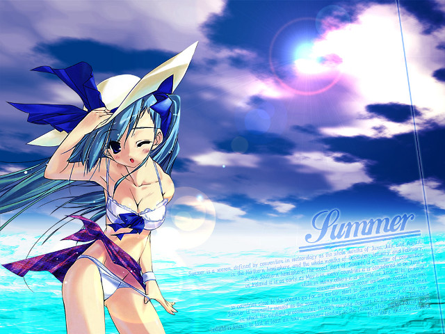 Woman bikini water hat sky free wallpaper for desktop - medium preview image