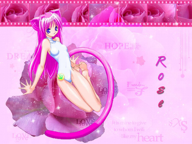 Pink girl roses anime sparkle free wallpaper for desktop - medium preview image