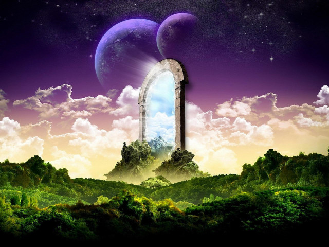 Surreal window another world moon free wallpaper for desktop - medium preview image