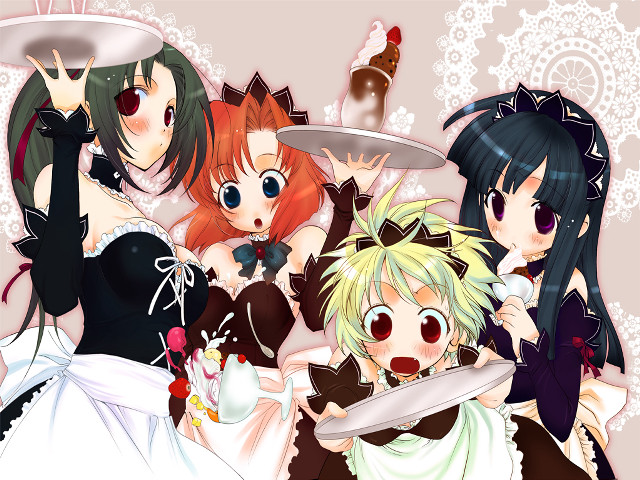 Anime girls cake tray maid free wallpaper for desktop - medium preview image