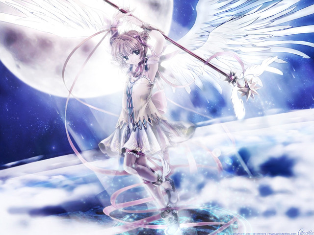 Angel wings girl moon clouds free wallpaper for desktop - medium preview image
