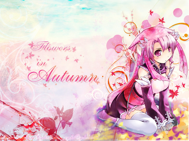 Pink anime girl stars swirls free wallpaper for desktop - medium preview image