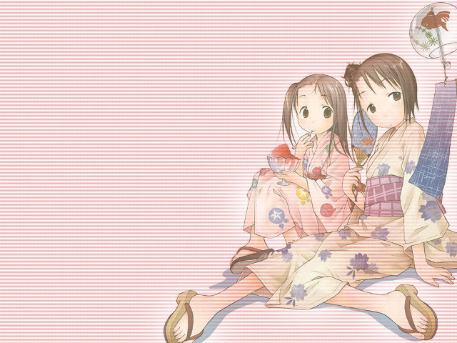 Kimono girls guitar pink background free wallpaper for desktop - medium preview image