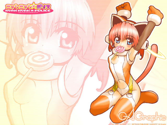 Cartoon cat licking lollipop anime free wallpaper for desktop - medium preview image