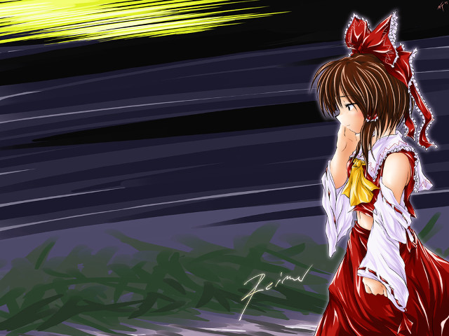 Girl red dress grass bow free wallpaper for desktop - medium preview image