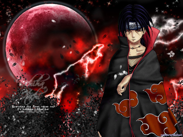 Anime boy red moon gothic free wallpaper for desktop - medium preview image