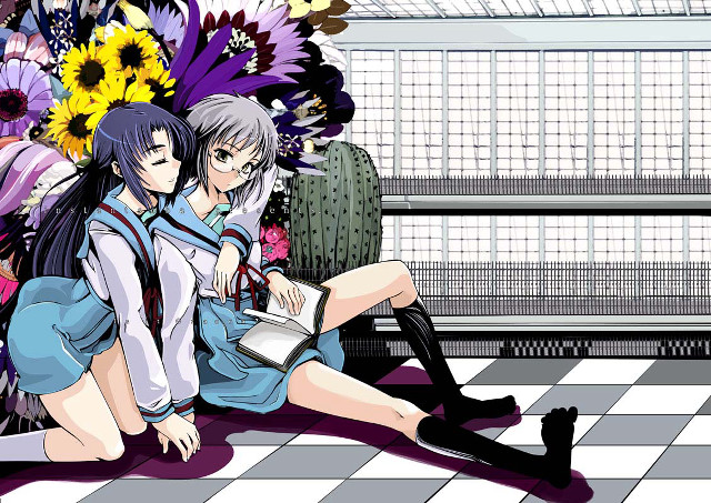 Couple floor bench flowers cactus free wallpaper for desktop - medium preview image