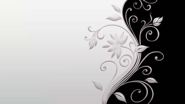 Black white floral background swirl free wallpaper for desktop - medium preview image