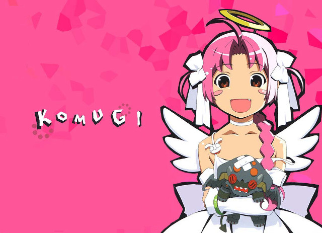 Pink haired angel girl stuffed free wallpaper for desktop - medium preview image