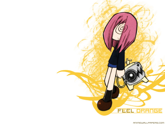 Cartoon girl pink hair holding free wallpaper for desktop - medium preview image