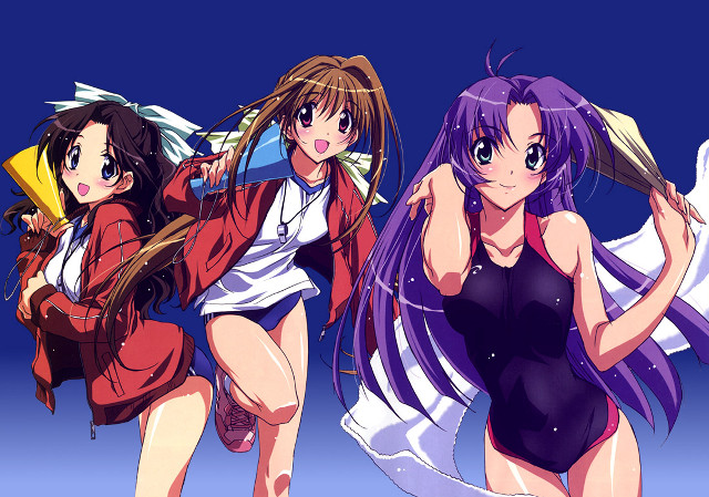 Three anime girls purple hair #4 free wallpaper for desktop - medium preview image