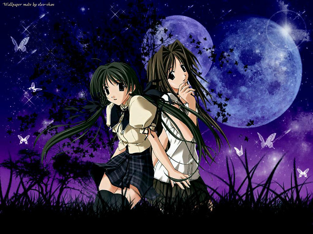 Full moon starry sky anime free wallpaper for desktop - medium preview image