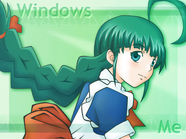 Green haired girl blue shirt free wallpaper for desktop - medium preview image