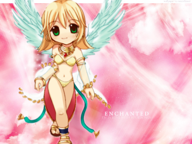 Angel girl pink background clouds free wallpaper for desktop - medium preview image