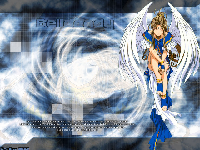 Angel wings blue dress kneeling free wallpaper for desktop - medium preview image