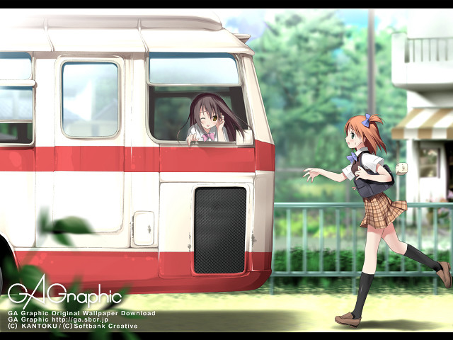 Girls walking bus manga kyoto free wallpaper for desktop - medium preview image