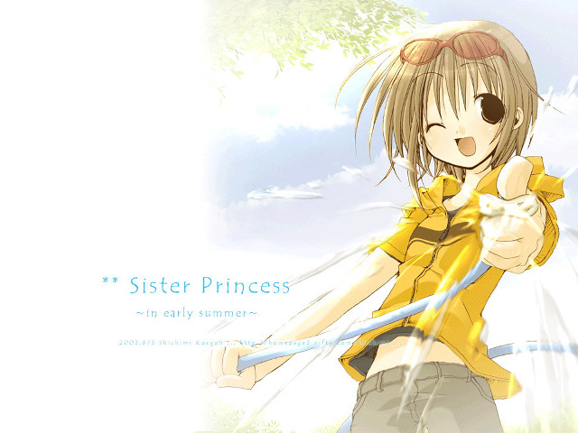 Girl yellow shirt blue ribbon free wallpaper for desktop - medium preview image