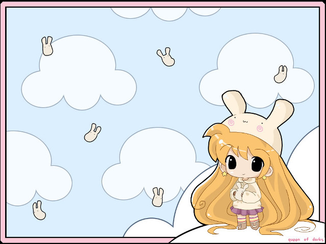Blonde girl bunny ears sky free wallpaper for desktop - medium preview image
