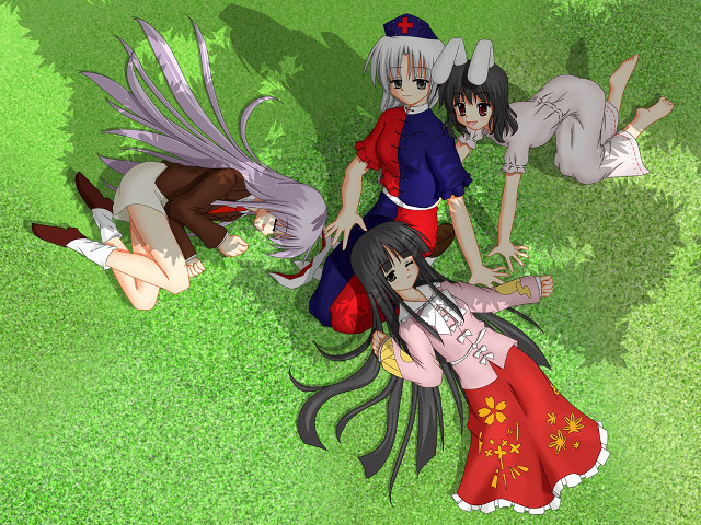 Anime girls bamboo grass nature free wallpaper for desktop - medium preview image