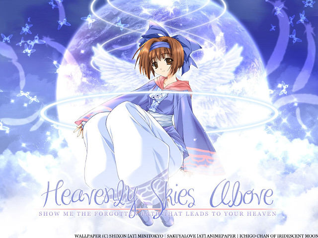 Anime angel wings cloud blue free wallpaper for desktop - medium preview image